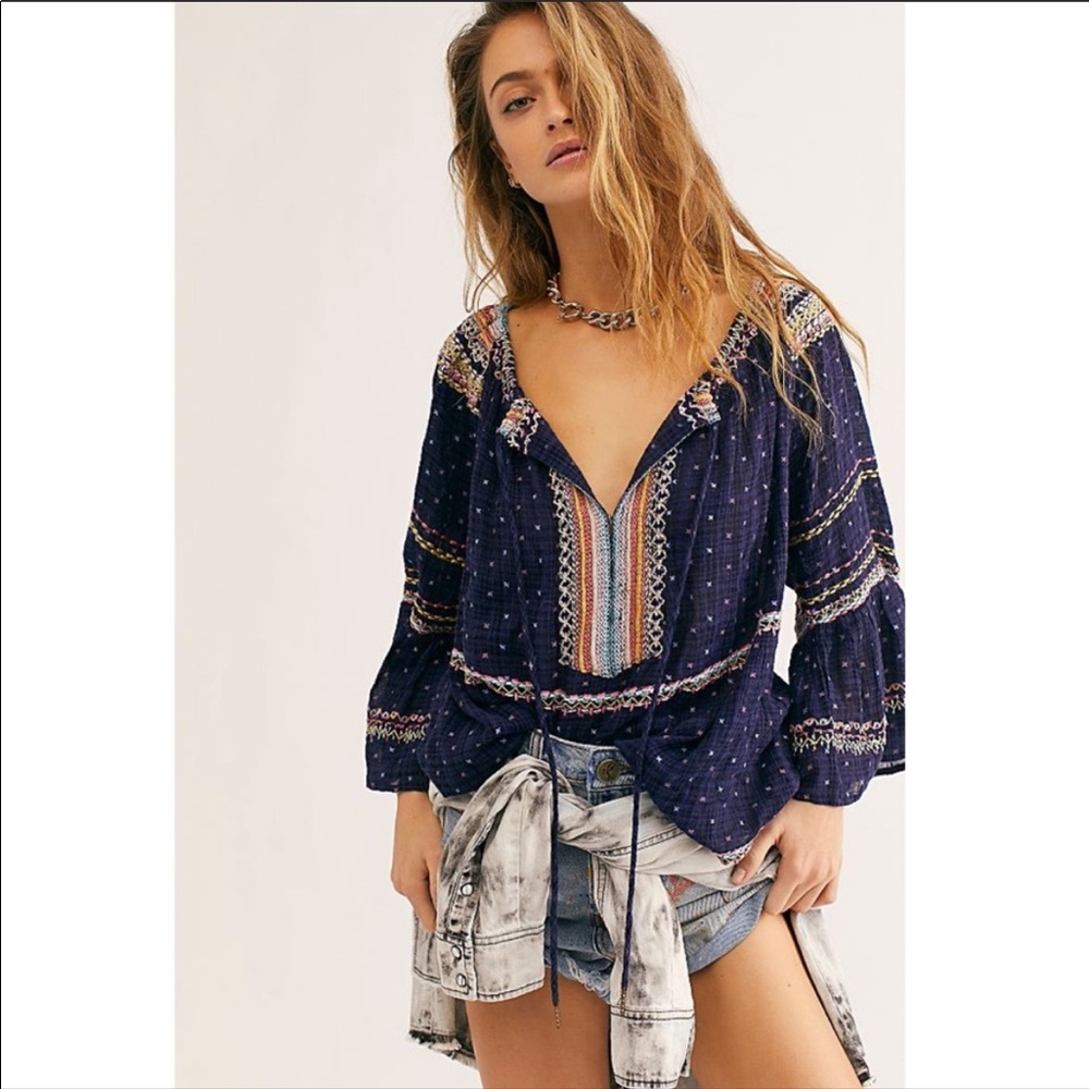 Free People Talia Embroidered Blouse NWT!